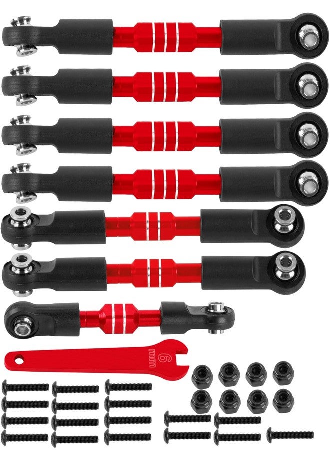 وصلات ضبط زاوية العجلات من RCHuiWow RC، قطع غيار مُحسّنة لسيارات Slash 2WD (VXL) وRustler 2WD (VXL) وStampede 2WD (VXL) وBandit 2WD (VXL) بمقياس 1/10، مصنوعة من سبائك الألومنيوم، قابلة للتعديل، 7 قطع، لون أحمر - Image 1